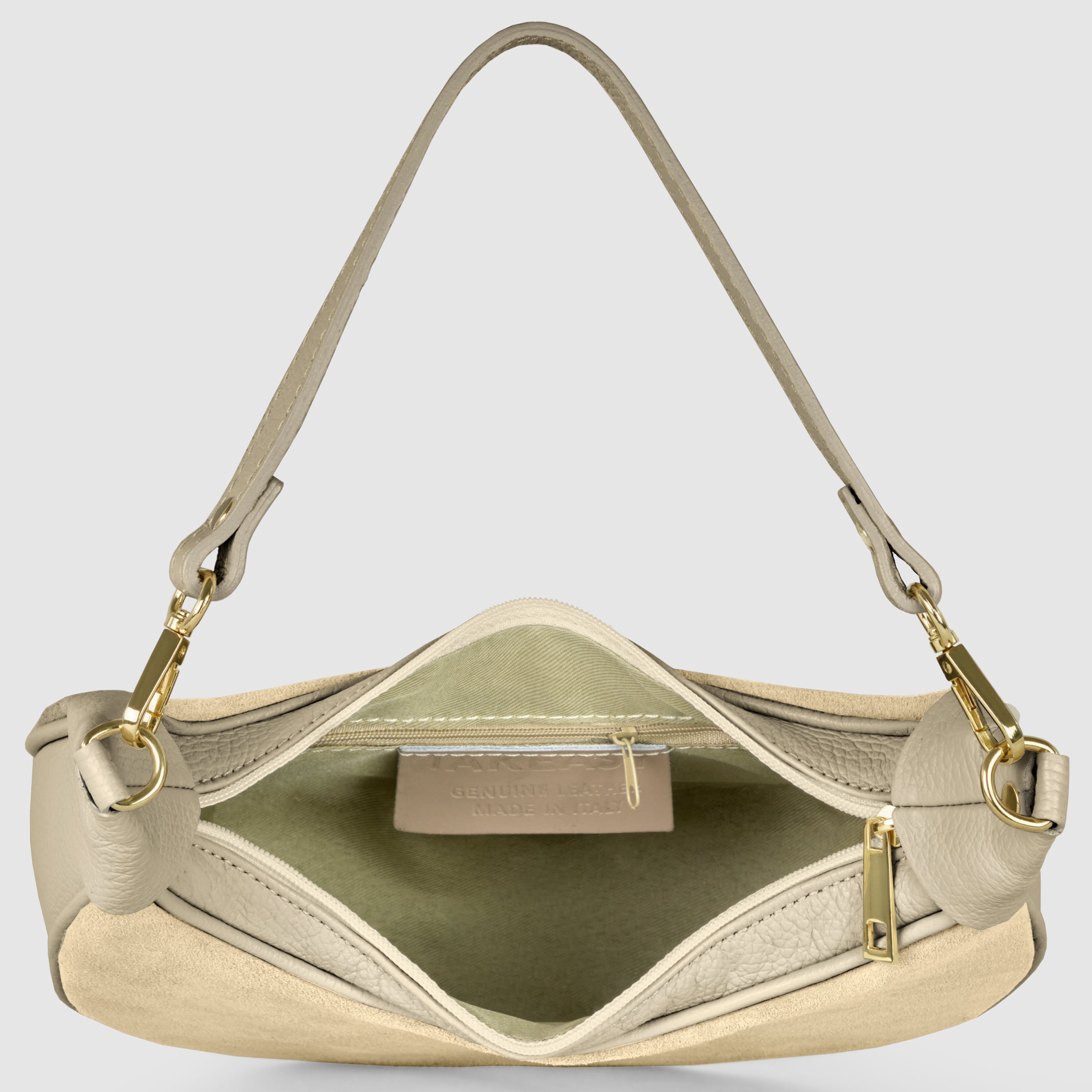 Italian Genuine Suede & Full-Grain Leather Shoulder Bag | Arezzo