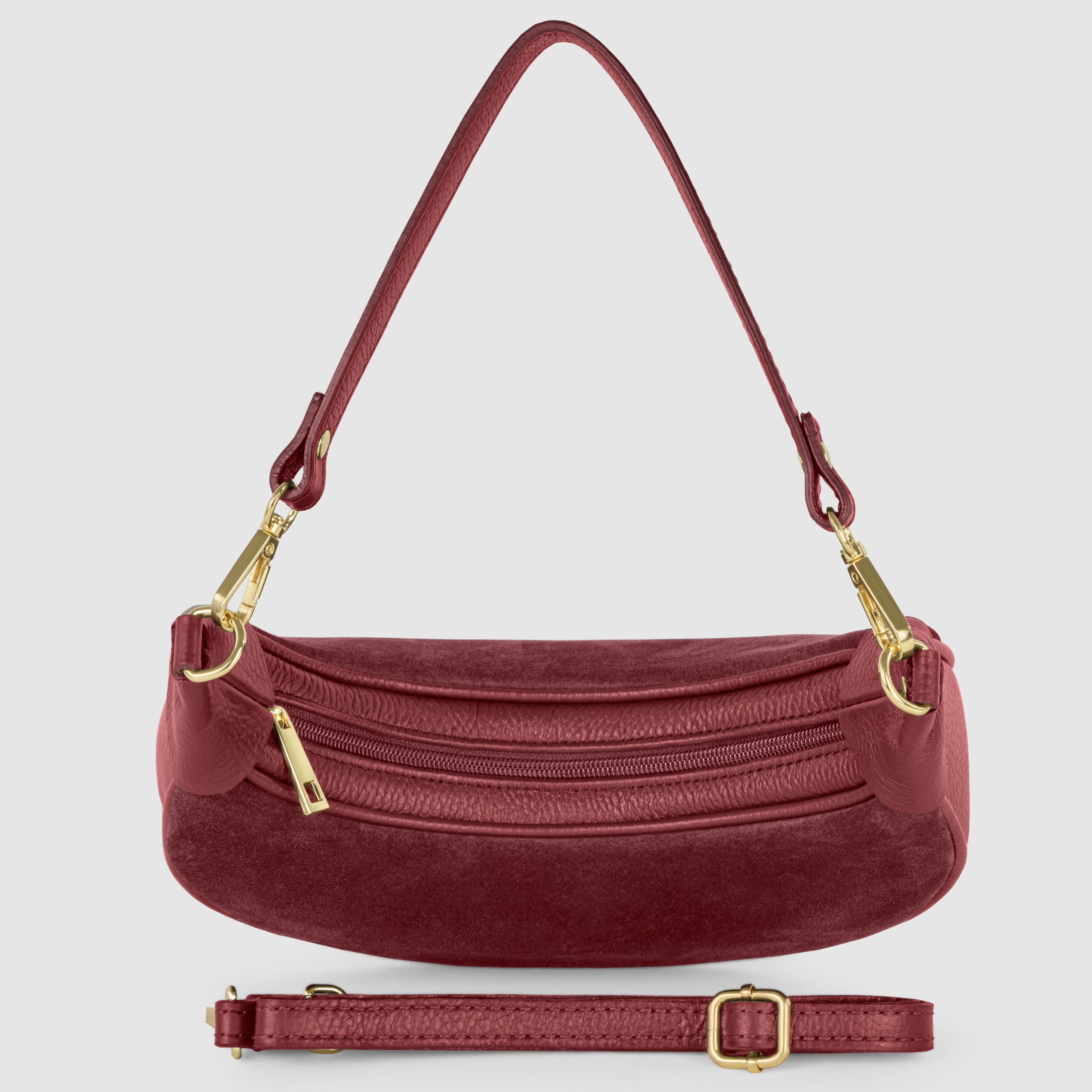 Italian Genuine Suede & Full-Grain Leather Shoulder Bag | Arezzo