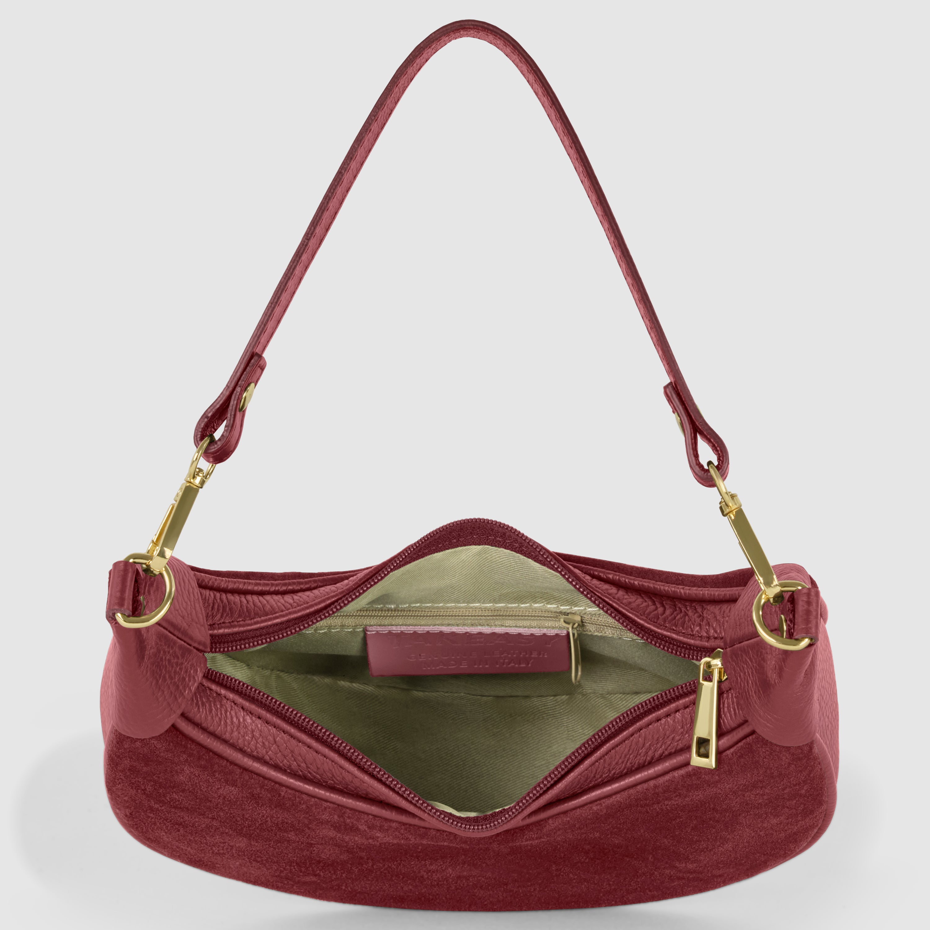 Italian Genuine Suede & Full-Grain Leather Shoulder Bag | Arezzo