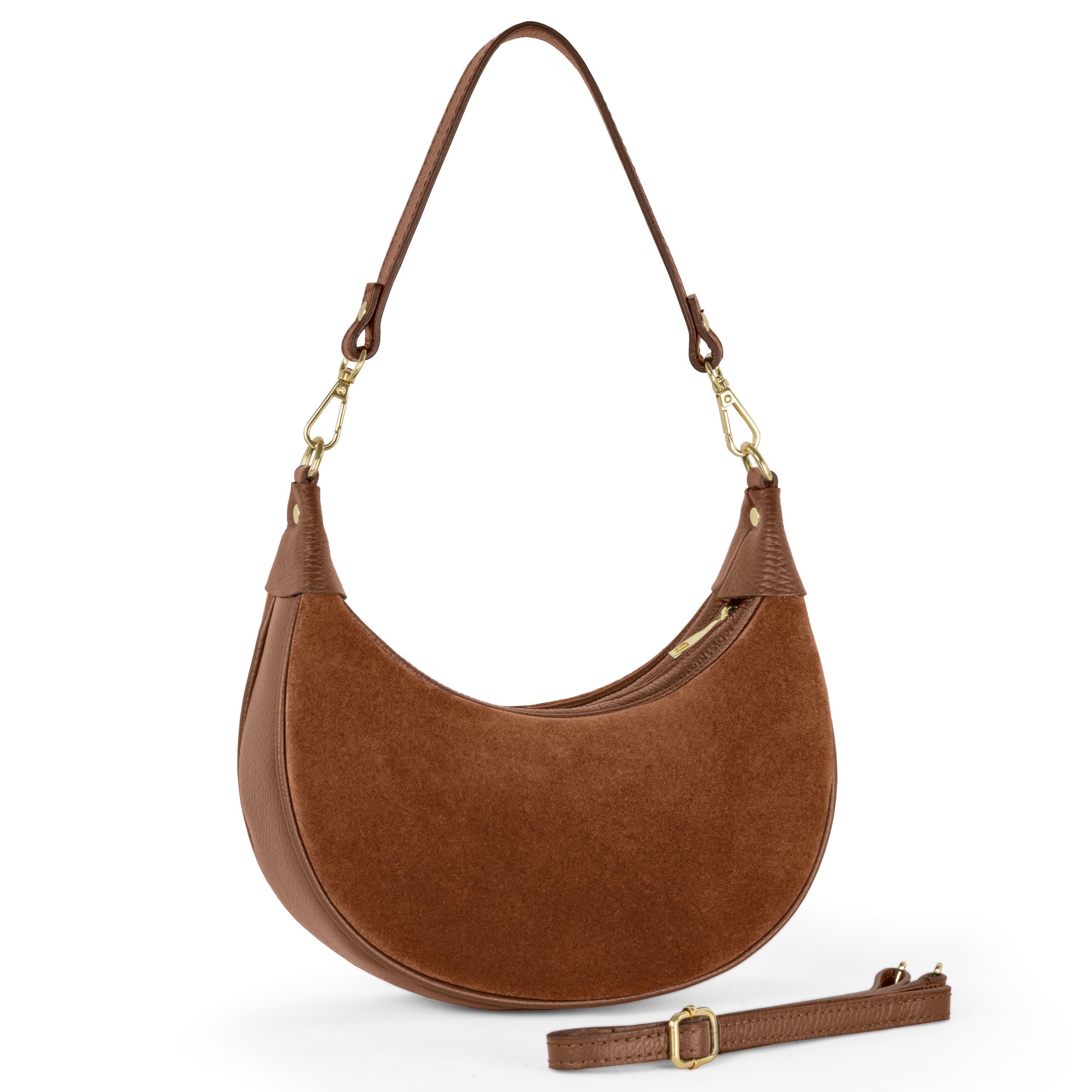 Italian Genuine Suede & Full-Grain Leather Shoulder Bag | Arezzo