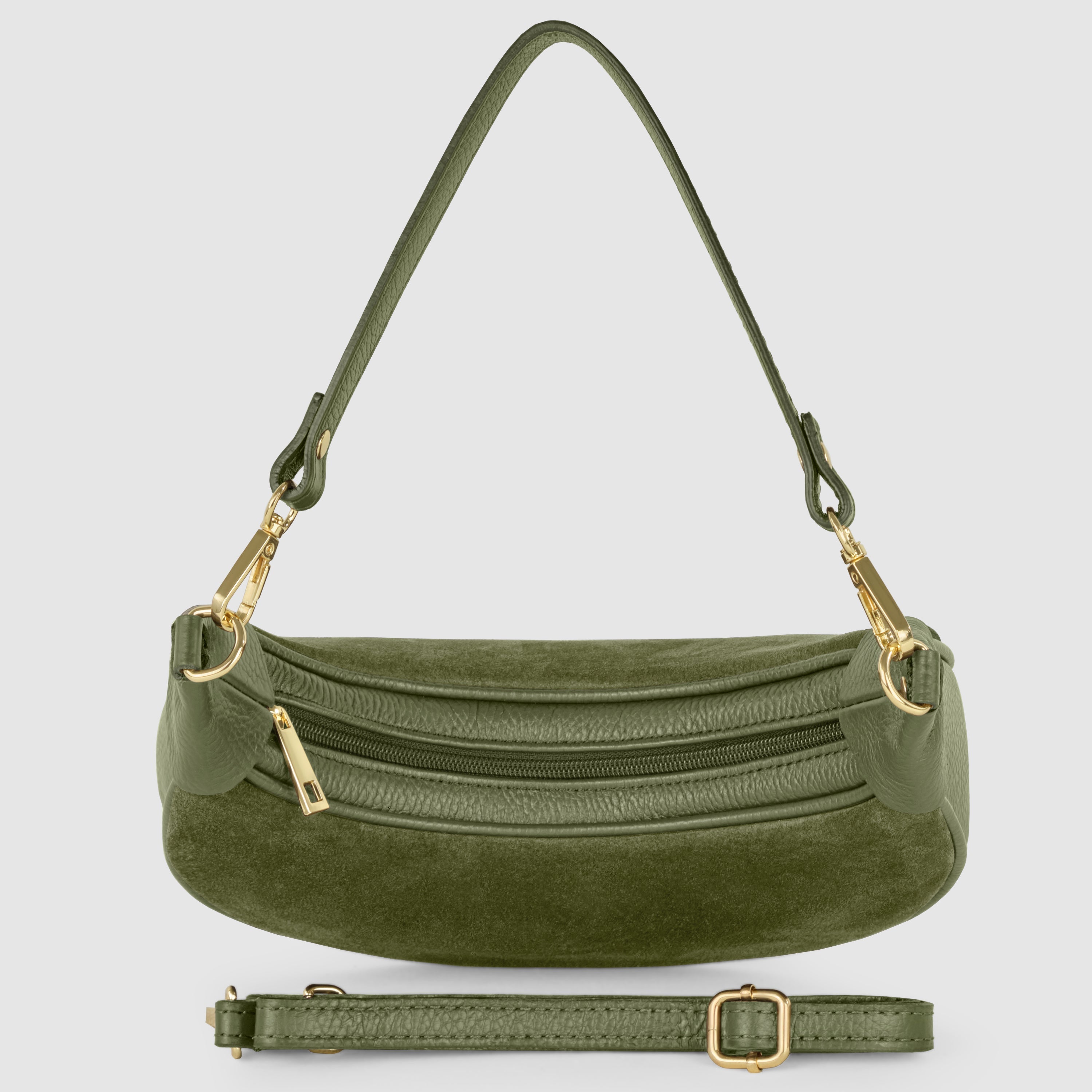 Italian Genuine Suede & Full-Grain Leather Shoulder Bag | Arezzo