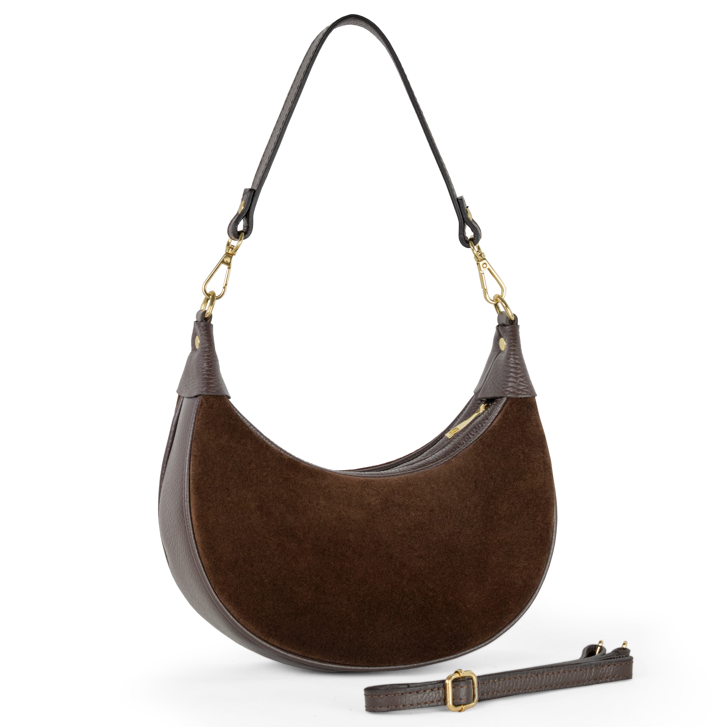 Italian Genuine Suede & Full-Grain Leather Shoulder Bag | Arezzo