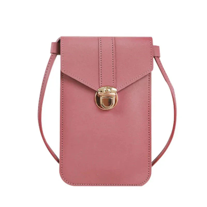 Women’s Retro PU Leather Crossbody Wallet Shoulder Bag with Touch Screen