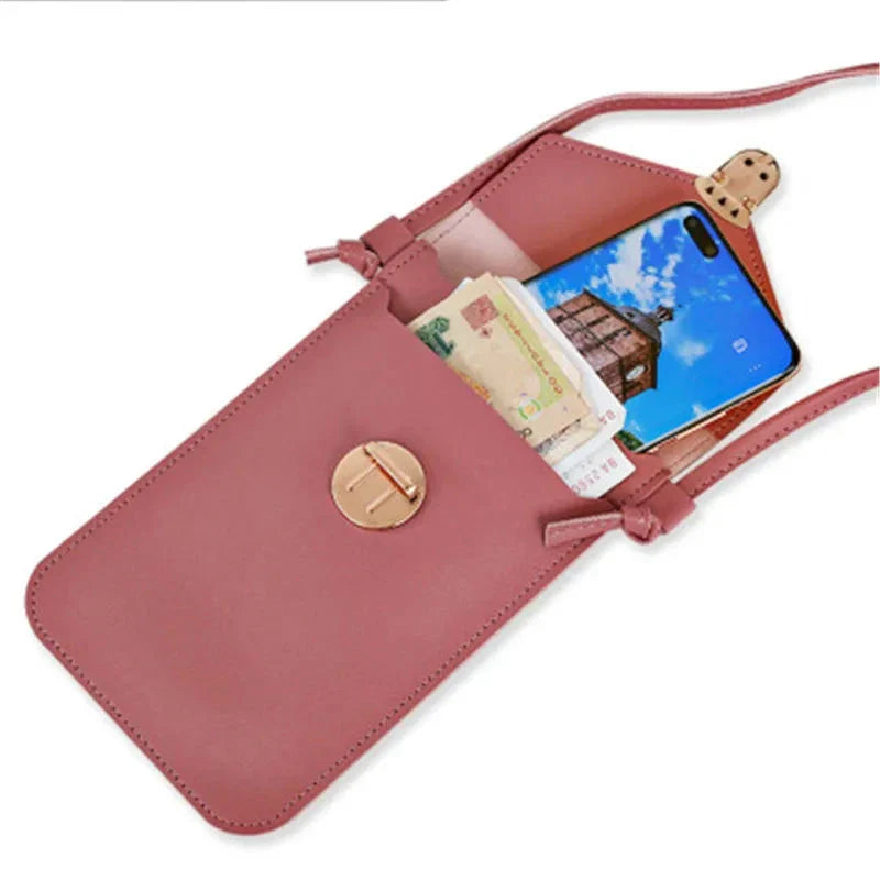 Women’s Retro PU Leather Crossbody Wallet Shoulder Bag with Touch Screen