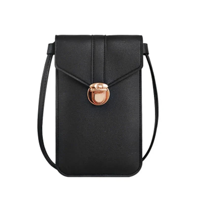 Women’s Retro PU Leather Crossbody Wallet Shoulder Bag with Touch Screen
