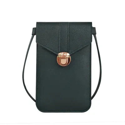 Women’s Retro PU Leather Crossbody Wallet Shoulder Bag with Touch Screen