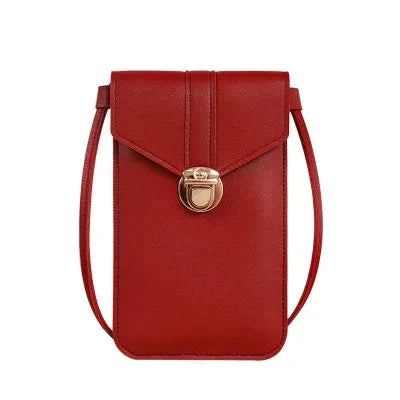 Women’s Retro PU Leather Crossbody Wallet Shoulder Bag with Touch Screen